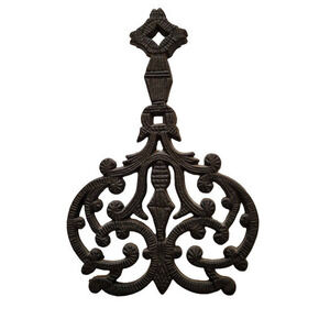 Antique Iron Trivet Pot Stand Scroll with Star‎ Handle Wall Décor Kitchen Décor